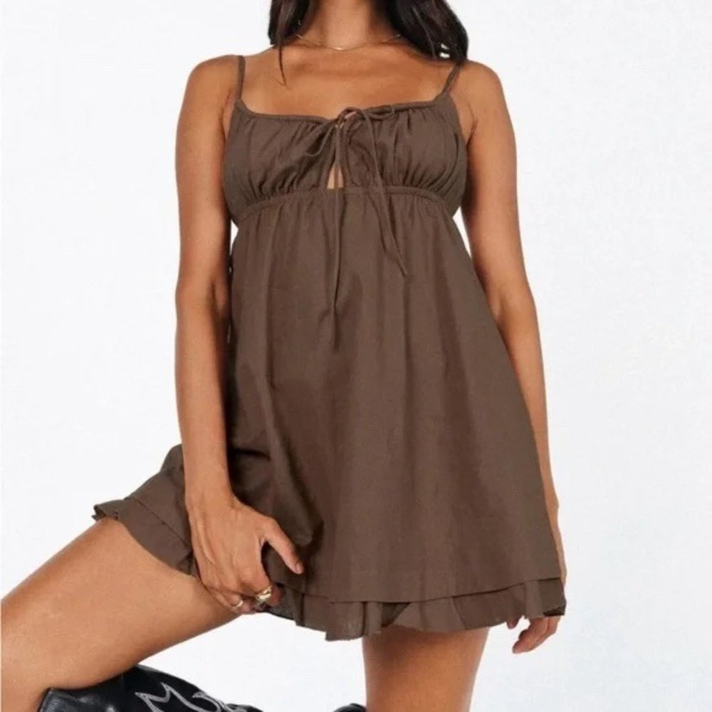 Princess Polly Brown Empress of Love Mini Dress